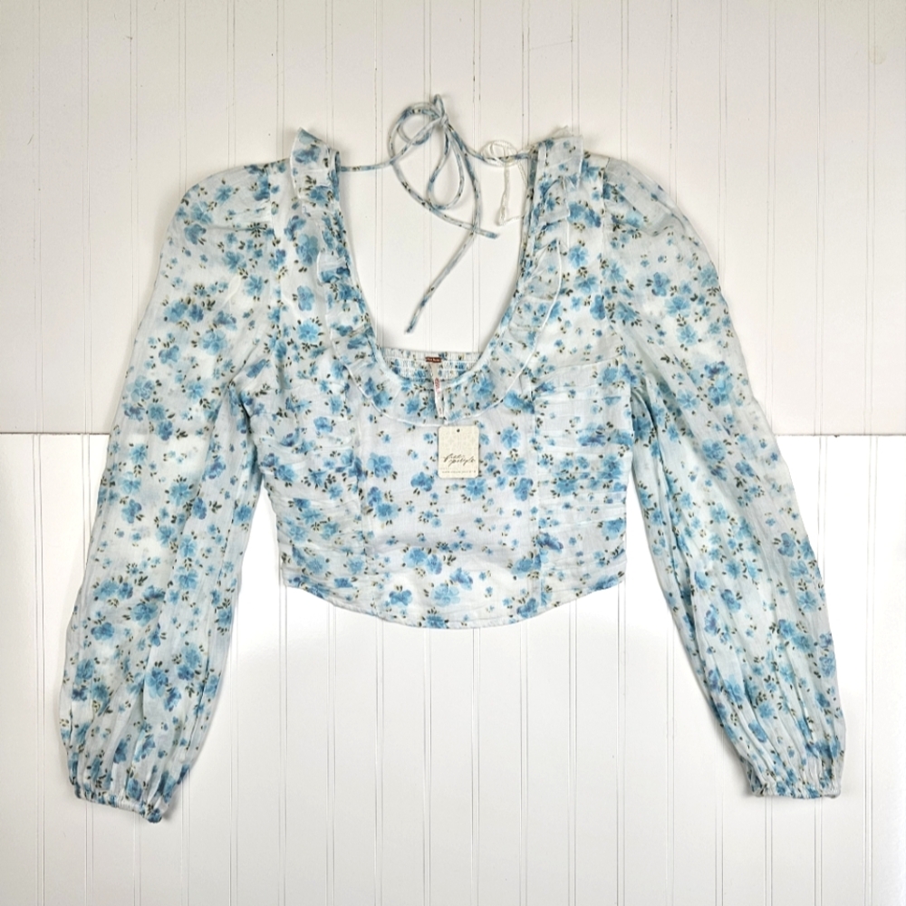 NWT Free People Another Life long sleeve crop top